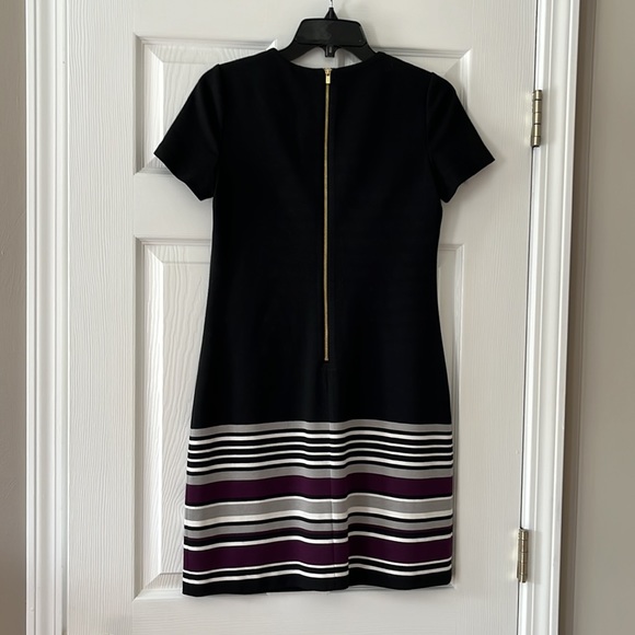 Calvin Klein size 4 dress with purple gray and white striping at bottom - Picture 3 of 6